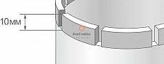 Высота сегментов алмазной коронки по бетону с лазерной наваркой сегментов Адель BCL Premium